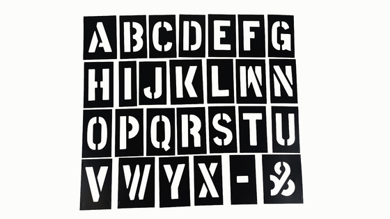 Interlocking Characters PVC Rectangle Black Number And Letter Stencil For Public