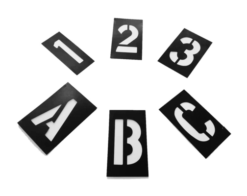 Interlocking Characters PVC Rectangle Black Number And Letter Stencil For Public