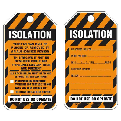 Valve Isolated Tag Polyester  Weatherproof Tearproof Plastic Tag
