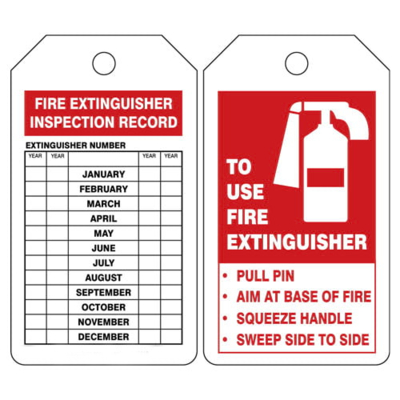 Custom Fire Extinguisher Tag 2-Sided Polyester Safety Plastic Tag