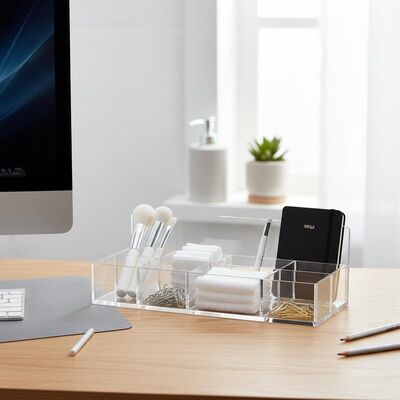 Modern for Acrylic Storage Box for Home Office & Bathroom Desk Storage