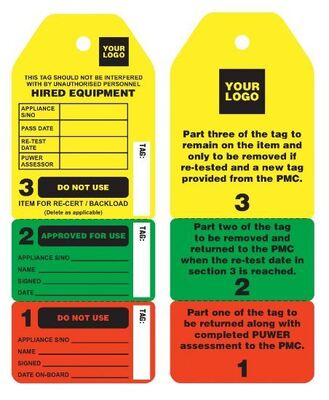 Custom Plastic Safety Tag Flange Tag Heavy Duty Waterproof Vinyl Tags with Reinforced Hole and Nylon Cable Ties for Industrial and Outdoor