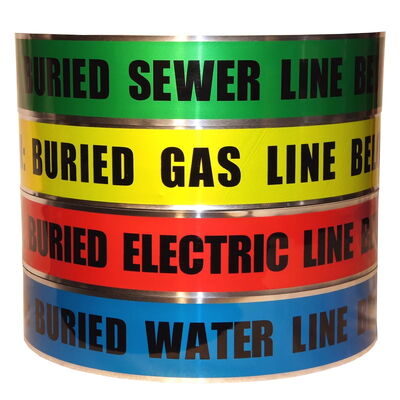 Custom Printed Underground Detectable  PE Aluminum Backing  Roll Warning Tape Plastic Barrier Tape