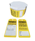 PVC Caution Barricade Tag Do Not Remove 6X3 Plastic Hang Tag Box Of 100 Black Yellow