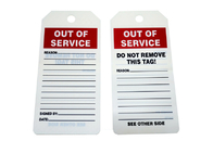 Out of Service Tag By The Roll PVC Height: 6 1/4 in Width 3 in White
