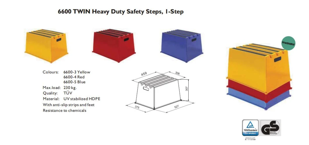 Safety Step Stool Heavy Duty Non-Slip Industrial Plastic Single Step Stool