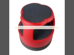  Round Step Stool with Retractable Casters - Non-Slip Surface 