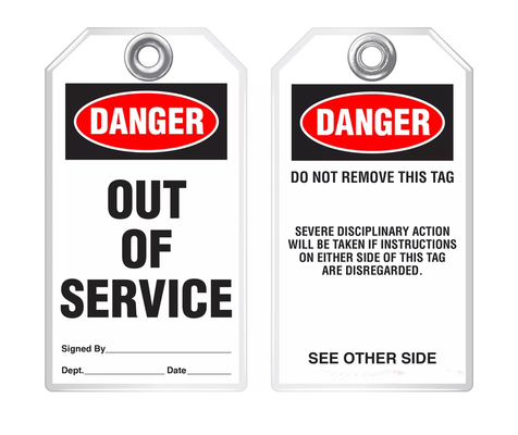 Customized Plastic Risk Indicating Tag for Industrial Application