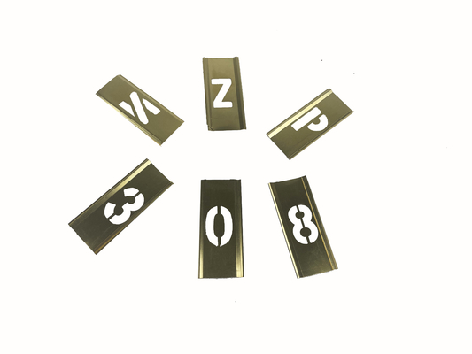 Custom Yellow Brass Interlocking Stencils 1.5inch Character Height