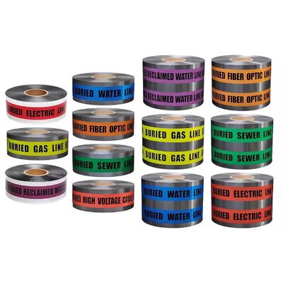Custom Printed Logo Aluminium Foil Coated PE Underground Detectable Marking Tape Warning tape Barrier Tape