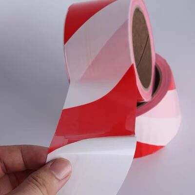 Custom Printed Logo Red and White Safety Warning Tape PE Non-Adhesive Barrier Tape for Construction Sites