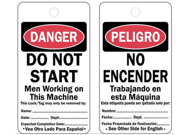 Danger Bilingual Lockout Plastic Safety Tag Cardstock System Protect Tag Out