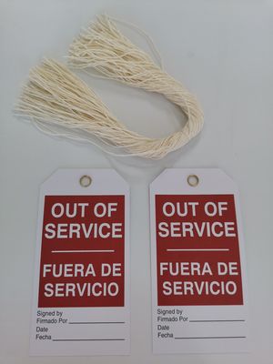 Waterproof Custom Repair Tags White Red Tag Out Of Service Fuera De Servicio
