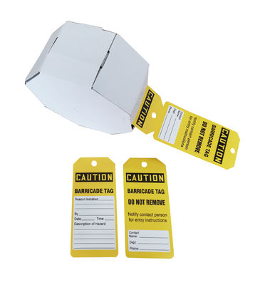 PVC Caution Barricade Tag Do Not Remove 6X3 Plastic Hang Tag Box Of 100 Black Yellow