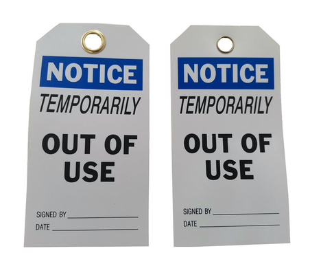 Temporarily Out Of Service Tag 5 3/4 * 3" Vinyl Notice Tag With White / Black Text
