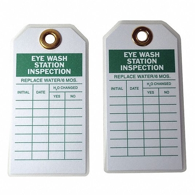 SGS Polyester Eye Wash / Shower Inspection Record Tag 5 3/4"X3"