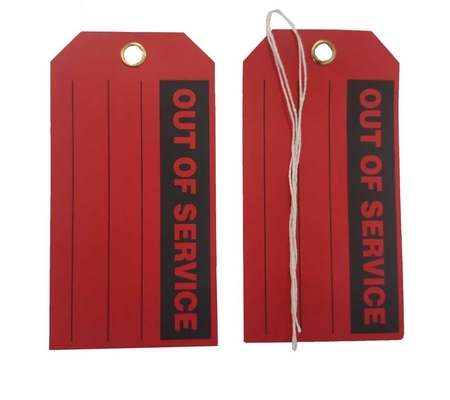 Out Of Service Tag, Cardstock, Height: 3 in, Width: 5 3/4 in, Black