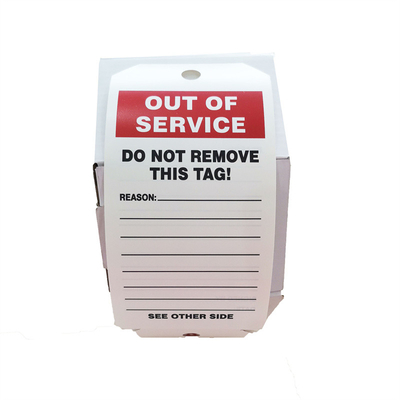 Out of Service Tag By The Roll PVC Height: 6 1/4 in Width 3 in White